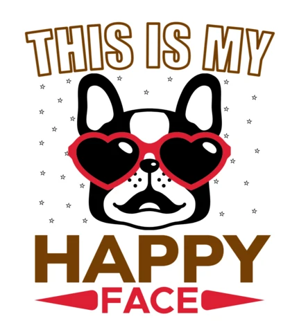 Verspielte Hunde-Grafikdesign-Vorlage: "Das ist mein glückliches Gesicht"-Edition