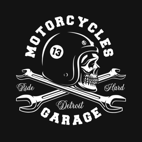Modelo de design de camiseta de caveira de motociclista com pulseiras