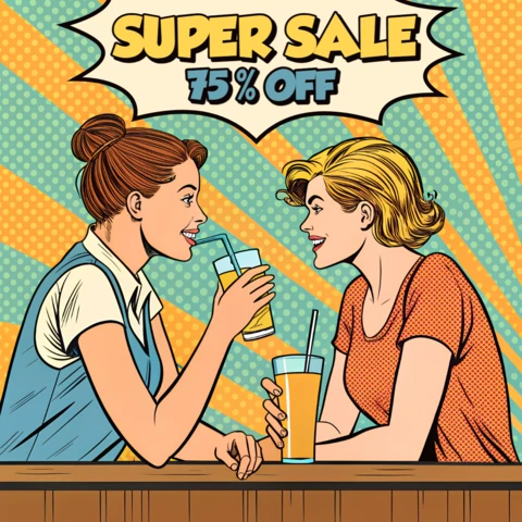 Template de panfleto de super venda de pop art com design retrô para promoções