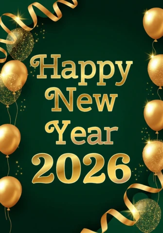 Elegant New Year Card 2026 Template with Sparkling Decorations and Bold Celebration Text