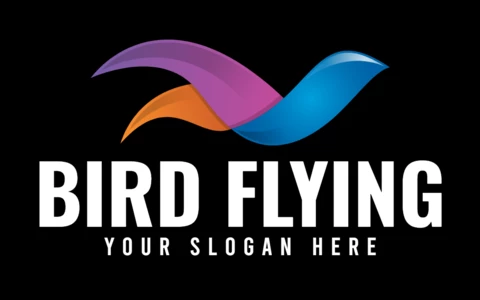Colorful Flying Bird Logo Design Template