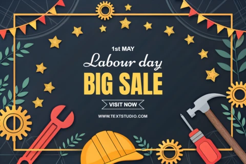 Modelo de design para grandes vendas no Dia do Trabalho - layout promocional criativo e colorido