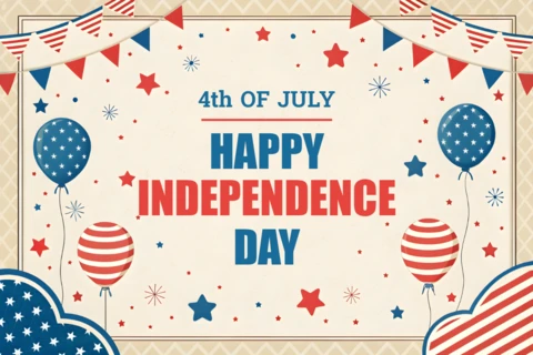 Independence Day Celebration Template with Balloons and Stars Design