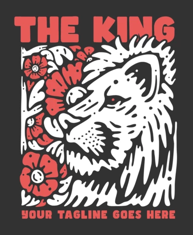 The King With Lion Face Vintage T-shirt Design Template