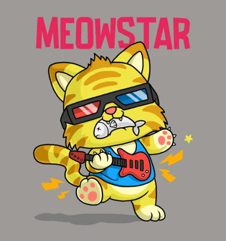 Meowstar Orange Cat Rock Band Design For T-shirt Print