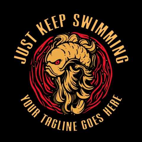 Just Keep Swimming With Angry Goldfish T-shirt Design Template