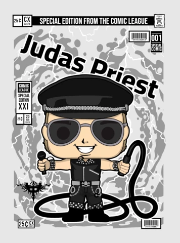 Rob Halford Judas Priest Cartoon Character Magazine Cover Design Template