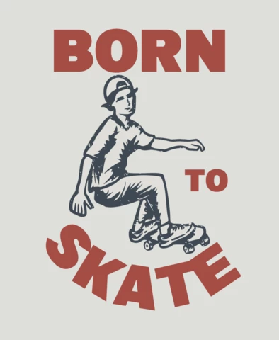 Modelo de design de camiseta vintage nascido para andar de skate