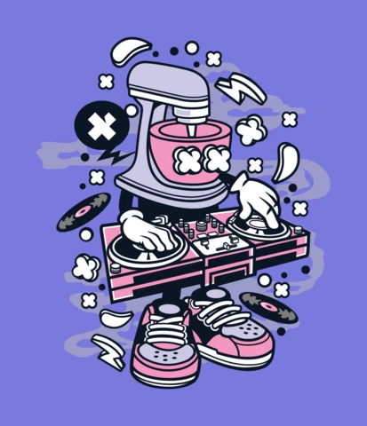 Modèle de conception de personnage de dessin animé de mixeur DJ