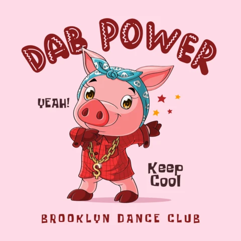 Plantilla de diseño de discoteca de cerdos para ropa infantil