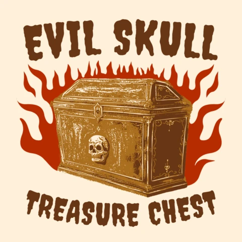 Vintage Evil Skull Treasure Chest Design Template for Apparel