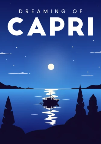 Template de design de paisagem noturna capri dos sonhos para pôsteres
