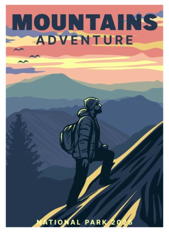 Mountain Adventure Poster Design Template