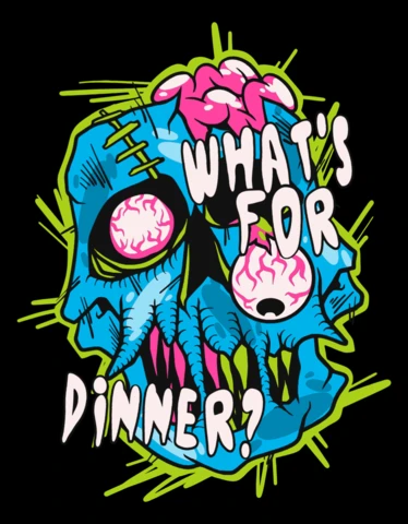 Edgy Skull Design Template: What's for Dinner? Graphic Art Style