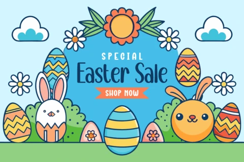 Whimsical Easter Sale Design Template for Festive Promotions