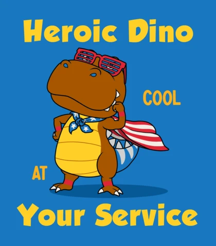 Heroic Dino Cool Design Template for Fun T-Shirt Print