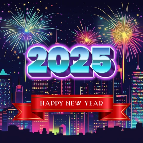 2025 feux d'artifice célébration du nouvel an retro design template