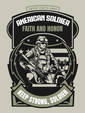 American USA Army Soldier T-Shirt Design Template