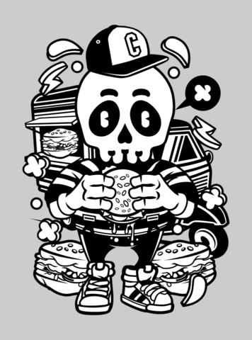 Skull Burger Cartoon Character Design Template