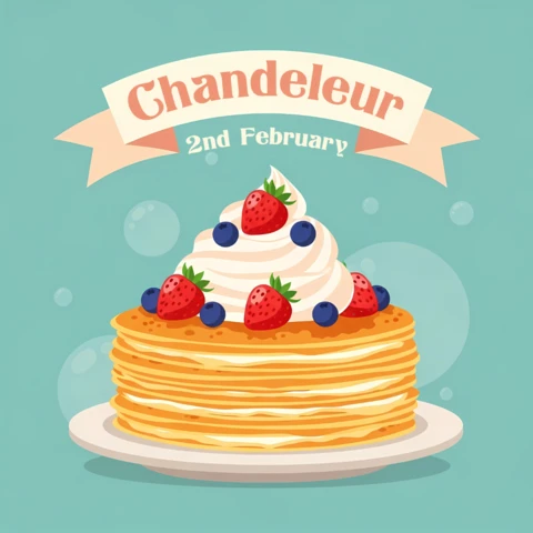 Editable Pancake Day Celebration Template Design with Whipped Cream and Berries for Festive Invitations