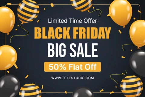 Plantilla de diseño de venta de Black Friday con globos coloridos para volantes promocionales