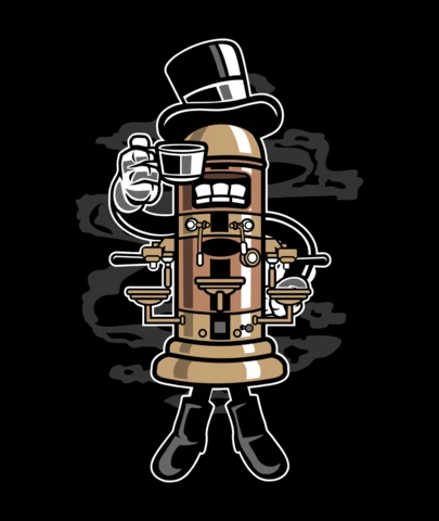 Coffeemaker Cartoon Character T-Shirt Design Template