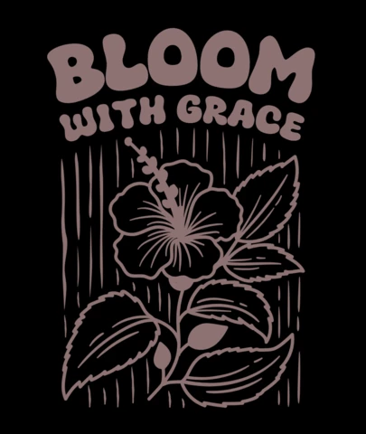 Ilustración inspiradora de flor de hibisco que florece con gracia para plantilla de diseño de camiseta positiva.