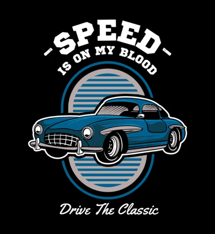 La vitesse est dans mon sang, conduisez la voiture classique avec style, modèle de design de marchandise.