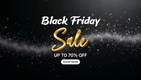 Elegant Black Friday Sale Template Design with Sparkling Elements for Promotional Flyers