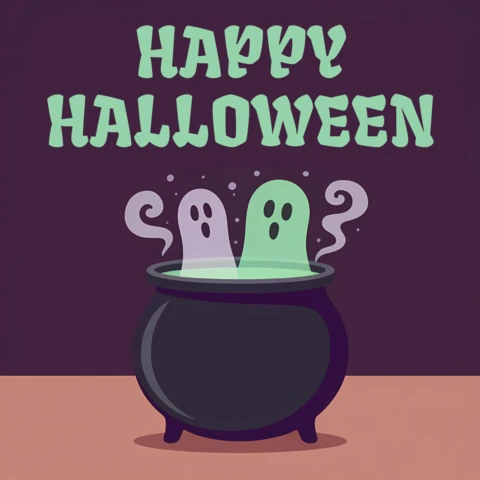Spooky Halloween-geesten vlak ontwerp voor feestelijke wenskaart sjabloon