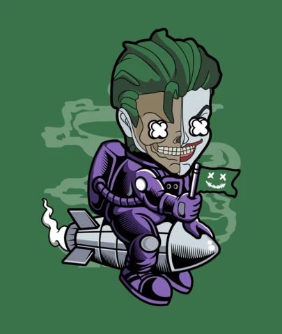 Joker Riding Rocket Comic Character Pop Culture T-Shirt Design Template