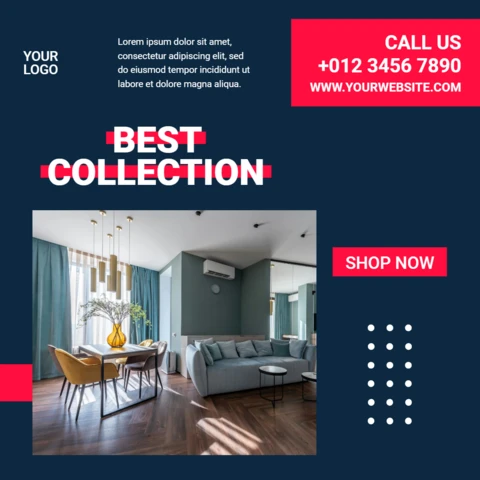 Flat Red And Blue Advertising Social Media Post Design Template