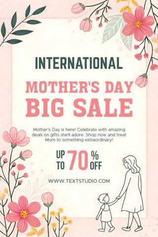 Floral Mother's Day Sale Template Design – Editable Promotional Layout for Special Offers
