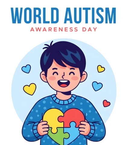 Editable Autism Awareness Day Poster Template with Colorful Heart Puzzle Design