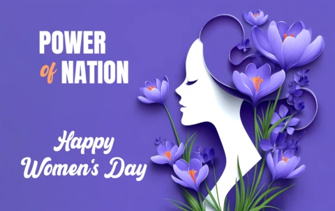 Elegant Artistic Paper Cut Women's Day Purple Design for Card Template