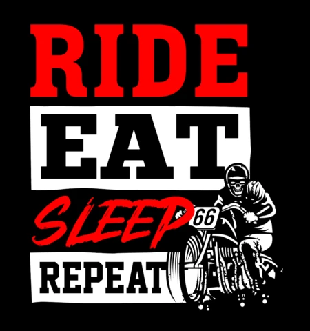 Rider eat sleep repeat motorcycle typography plantilla de diseño de camiseta
