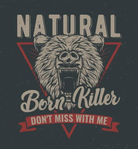 Bear Head Born Killer T-Shirt Design Template