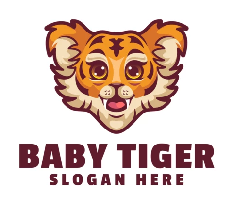 Baby Tiger Logo Design Template