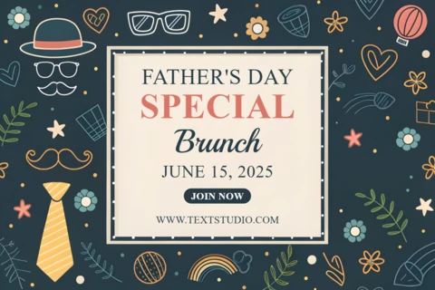 Father's Day Brunch Invitation Template - Playful and Artistic Design