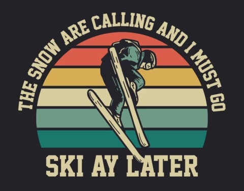 Man Playing Ski Vintage T-shirt Design Template
