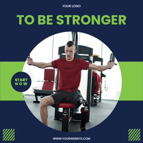 Be Stronger Gym Commercial Instagram Post Design Template