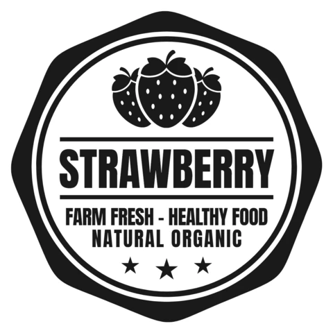 Strawberry Healthy Food Stamp Logo Design Template