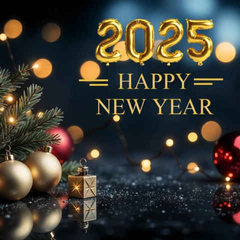 Joyeuse année 2025 décorations festives et dorées modèle de conception