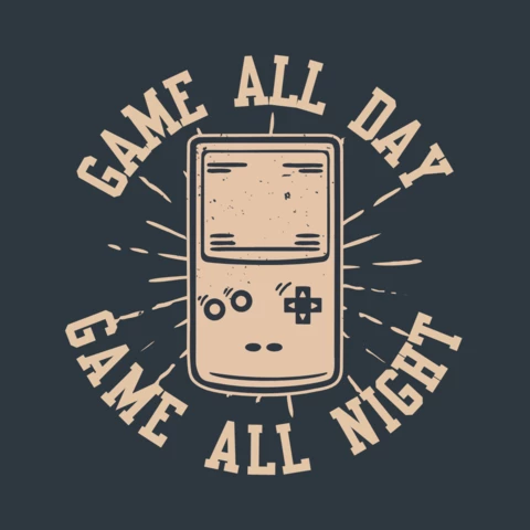 Game Console Portable Vintage T-shirt Design Template
