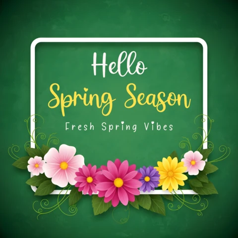 Spring Season Floral Design Template for Greeting Cards