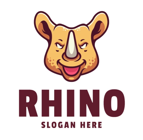 Cute Rhino Logo Design Template