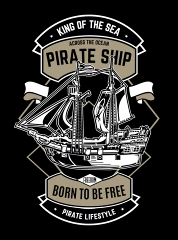 Modèle de t-shirt vintage en forme de bateau pirate