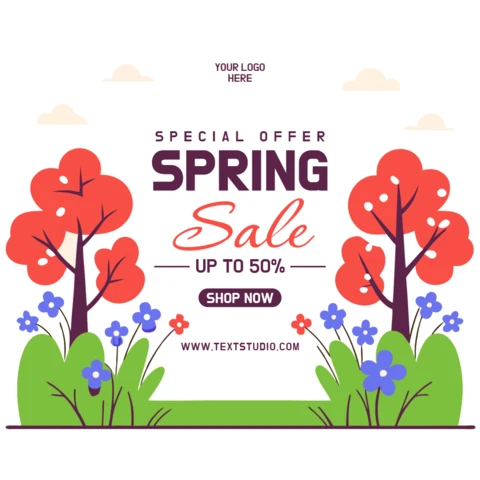Modèle de conception de vente de printemps avec des éléments floraux colorés