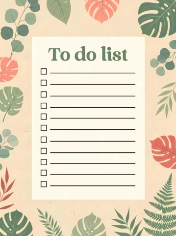 Plantilla de diseño de lista de tareas botánica para organizar tareas