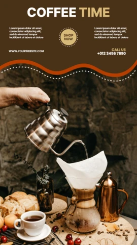 Plantilla de diseño para publicación de historias de Instagram sobre la hora del café capuchino